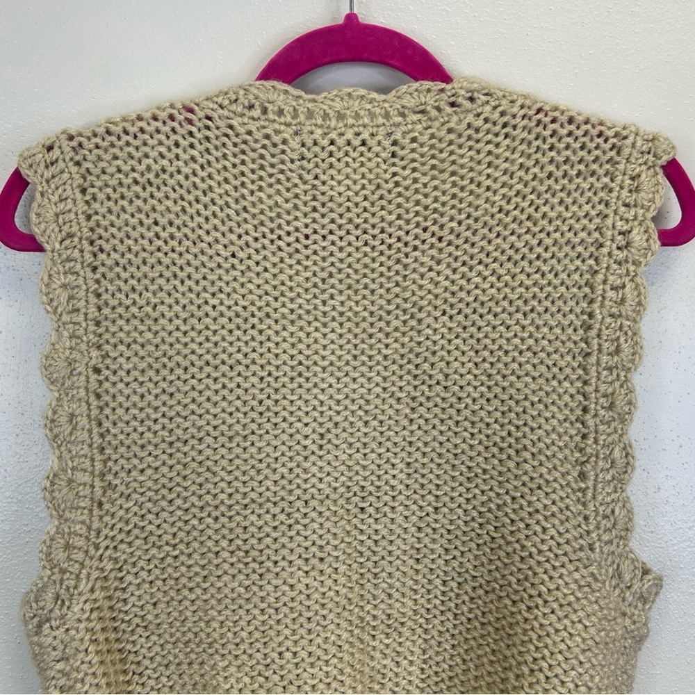 Peddlers Size S Vintage 70s Sweater Vest Cable Knit Button Up Cottagecore Granny - Picture 7 of 9